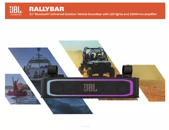 JBL RALLYBAR Soundbar Bluetooth® o stopniu ochrony przed wodą i pyłem IP66, ze wzmacniaczem 150 W RMS w klasie D