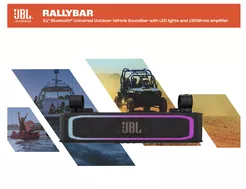 JBL RALLYBAR Soundbar Bluetooth® o stopniu ochrony przed wodą i pyłem IP66, ze wzmacniaczem 150 W RMS w klasie D