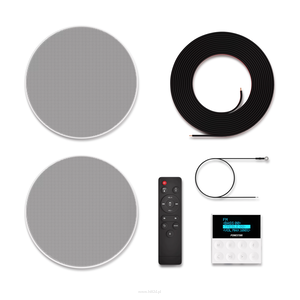 Fonestar KS-WALL  Zestawy dźwiękowe, 4 głośniki sufitowe, wzmacniacz  Moc 2 x 25W@4 Ω, 2 x 15W@8 Ω. Odbiornik Bluetooth. Odtwarzacz USB. Tuner FM - 2