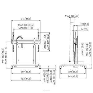 VOGELS RISE 5105  stojak podłogowy z silnikowym mechanizmem podnoszącym o prędkości przesuwu 50 mm/s (czarny, EU) - 6