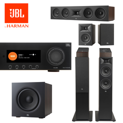 JBL MA 710 + Stage 260F + Stage 240B + Stage 240H + Stage 245C + Stage 220P — zestaw kina domowego 5.1.2 Dolby Atmos.