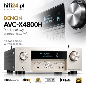 Denon AVC-X4800H Silver – 9.4-kanałowy wzmacniacz AV 8K Dolby Atmos, HEOS, Dirac Live