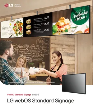 LG 32SM5J-B Standardowy 32-calowy wyświetlacz Signage Full HD z platformą Smart Signage webOS™ 6.0