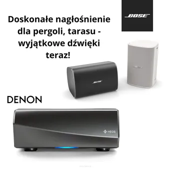 Zestaw nagłośnieniowy do pergoli DENON HEOS AMP HS2 Wzmacniacz strefowy + Głośniki 2 szt BOSE DesignMax DM5SE