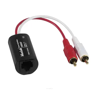 Stereo Audio Balun 500027 przesyłanie niezbalansowanego analogowego sygnału audio Hi-Fi na poziomie liniowym za pomocą pojedynczego kabla Cat5e/6