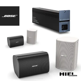 BOSE DesignMax DM5SE głośniki naścienne x 4 szt + Bluesound B170S Wzmacniacz stereo z sieciowym odtwarzaczem muzycznym • 2 x 60 W (8Ω), 4 x 100 W (4Ω)