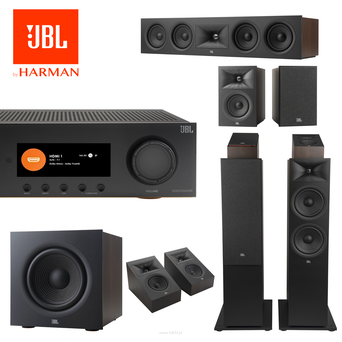 JBL MA 9100HP + Stage 280F + Stage 250B + 4× Stage 240H + Stage 245C + Stage 220P — zestaw kina domowego 5.1.4 Dolby Atmos
