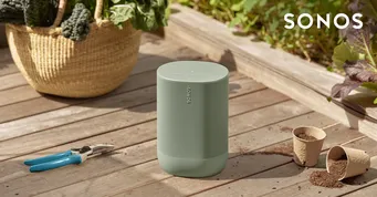 SONOS Move 2 Oliwka Wytrzymały, inteligentny głośnik z akumulatorem, do słuchania w pomieszczeniach i na świeżym powietrzu