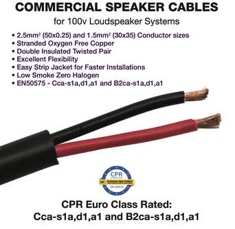 SCP SP-2.5/2-LSZH-BK-B2 przewód głośnikowy 2x2,5mm, 14AWG, szpula 305m