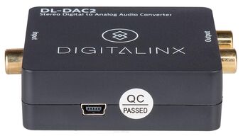 DigitaLinx DL-DAC2 Konwerter cyfrowo analogowy. 1 x coax + 1 x optical (stereo digital audio) -> 1 x 3.5mm jack + 2 x RCA