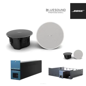 Multiroom 2 strefy  BOSE DesignMax DM3C głośniki sufitowe/ Bluesound B170S Wzmacniacz stereo z sieciowym odtwarzaczem muzycznym • 2 x 80 W (8Ω), 1 x 100W @ 100 V