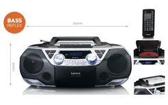 LENCO SCD-720 Przenośny boombox z radiem DAB+/FM, Bluetooth®, CD, idealne narzędzie dla nauczycieli, magnetofonem kasetowym i odtwarzaczem USB - Srebrny