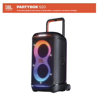 JBL PartyBox 520 Przenośny głośnik imprezowy na akumulator o potężnym, donośnym dźwięku