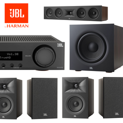 JBL MA 510 + Stage 250B + Stage 240B + Stage 245C + Stage 220P — zestaw kina domowego 5.1