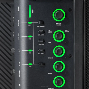 JBL EON ONE Compact Z głośnikiem, wzmacniaczem, mikserem i efektami w jednym, łatwym do przenoszenia pakiecie. - 3