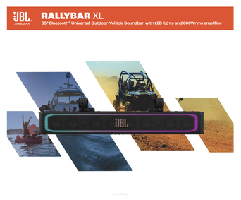 JBL RALLYBAR XLSoundbar Bluetooth® o stopniu ochrony przed wodą i pyłem IP66, ze wzmacniaczem 300 W RMS w klasie D