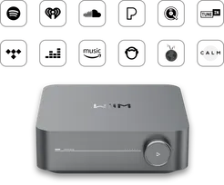 WiiM AMP DARK GRAY  60 W na kanał przy 8 omach i aż 120 W na kanał przy 4 omach. Bezproblemowe odtwarzanie dźwięku w trybie Multiroom.