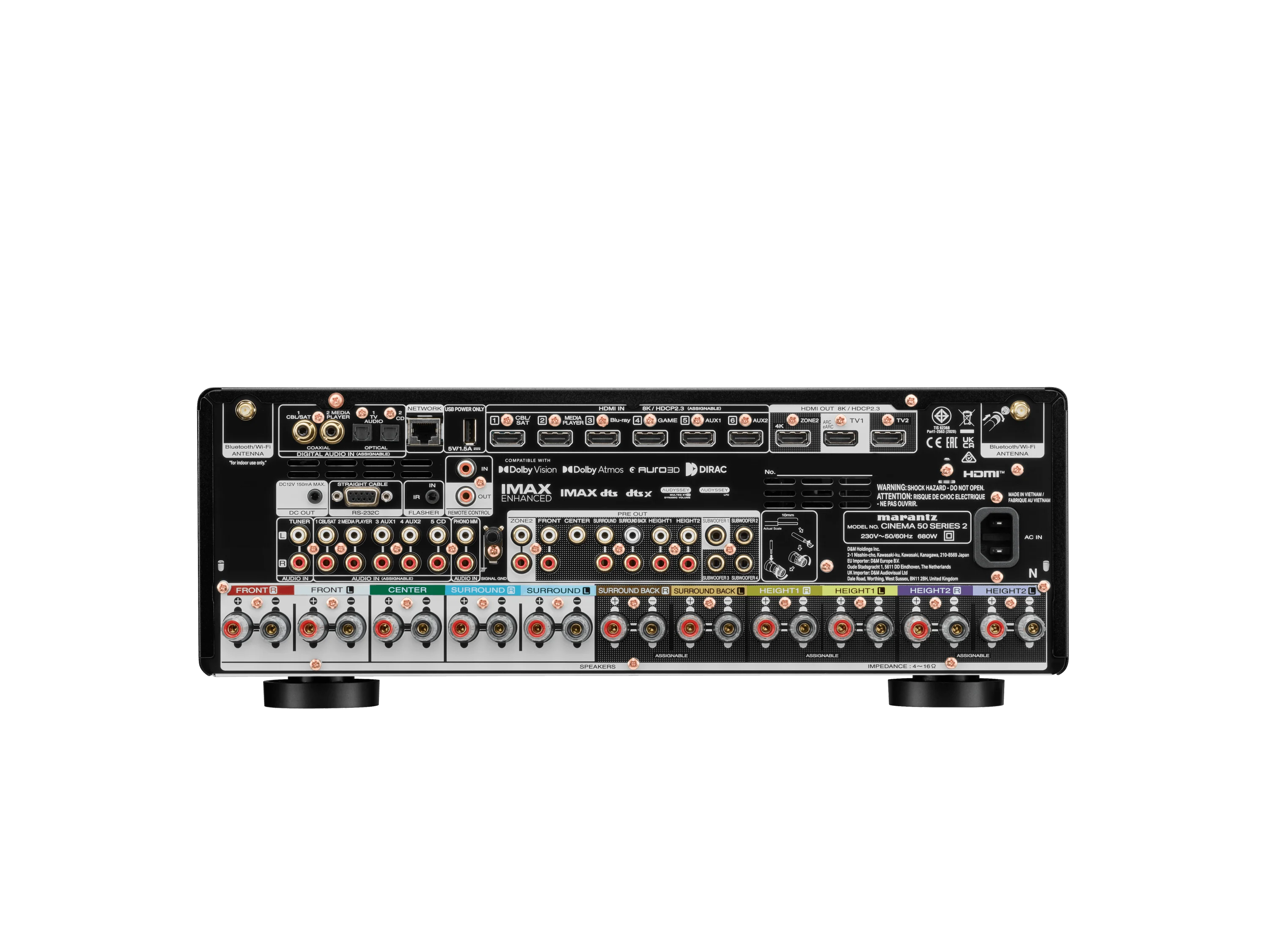 Marantz CINEMA 50 Series 2 Black – tylny panel amplitunera i złącza