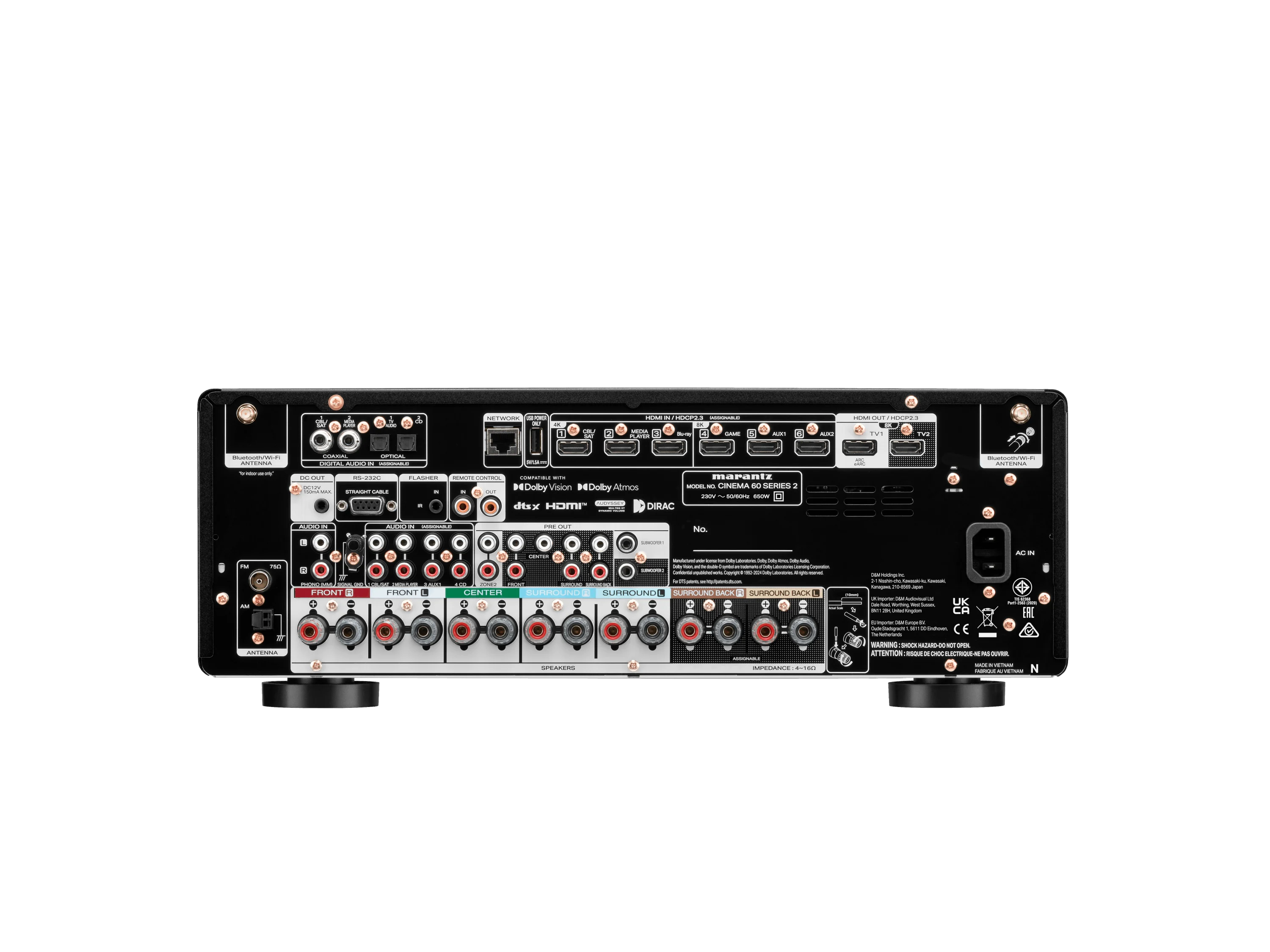 Marantz CINEMA 60 DAB Series 2 Black – tylny panel amplitunera i złącza