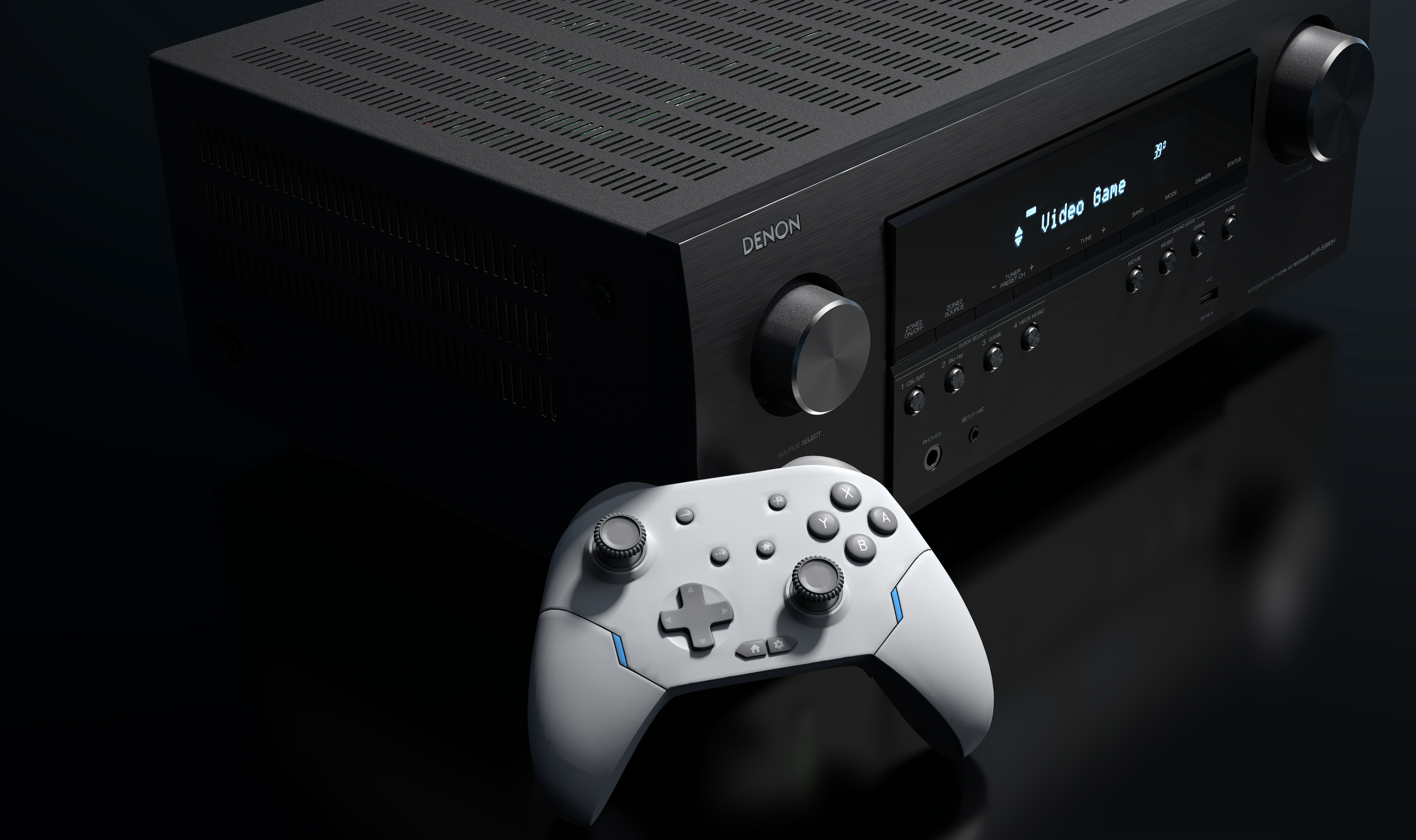 Denon AVR-S980H w nowoczesnym systemie kina domowego – idealny do filmów, muzyki i gier.