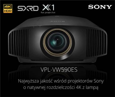 SONY VPL-VW590ES Najwyższa jakość wśród projektorów Sony o natywnej rozdzielczości 4K z lampą